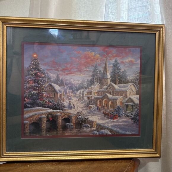 Heaven On Earth Nicky Boehme Framed Christmas Print Home Interiors 19” x 16” VTG - Picture 11 of 11